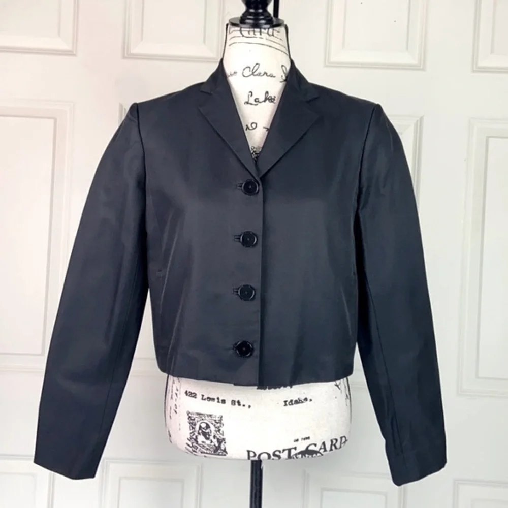 Ralph Lauren Cropped Cotton Silk Blazer - Picture 2 of 16
